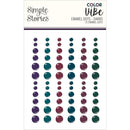 Simple Stories Colour Vibe Enamel Dots Embellishments 72pack Darks