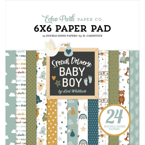 Echo Park Double-Sided Paper Pad 6"X6" 24/Pkg Special Delivery Baby Boy*