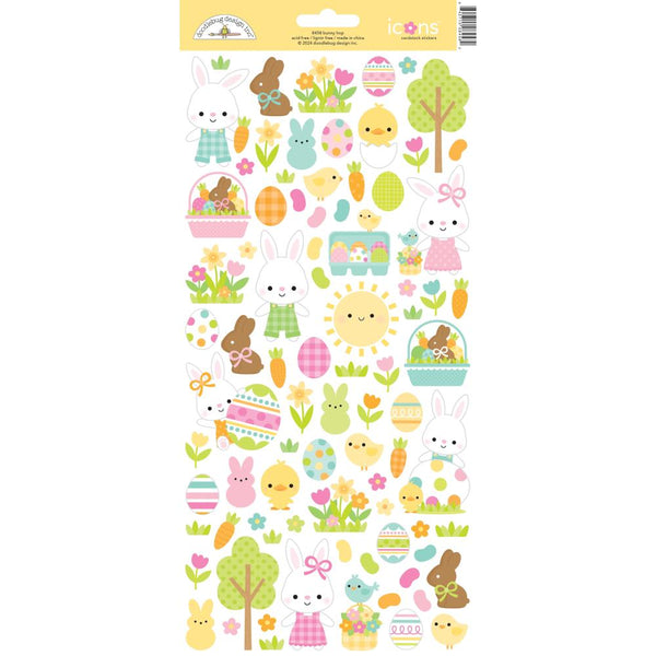 Doodlebug Cardstock Stickers Icons, Bunny Hop