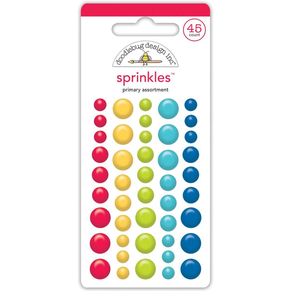 Doodlebug Sprinkles Adhesive Enamel Shapes Primary Assortment