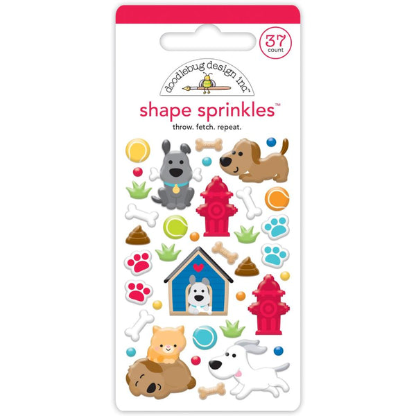 Doodlebug Sprinkles Adhesive Enamel Shapes Throw Fetch Repeat