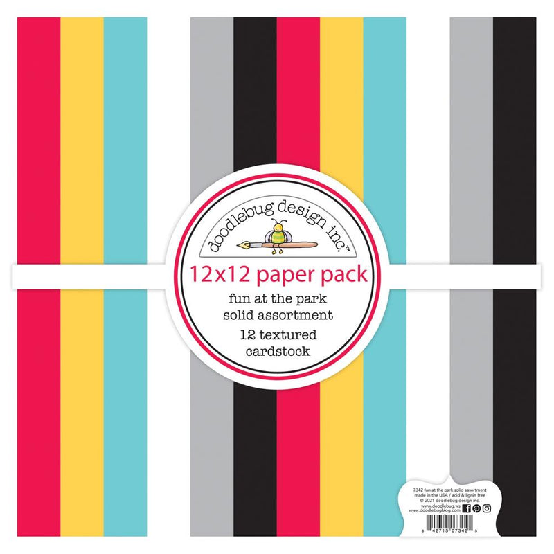 Doodlebug Textured Double-Sided Cardstock 12"x 12" 12 pack - Fun At The Park*