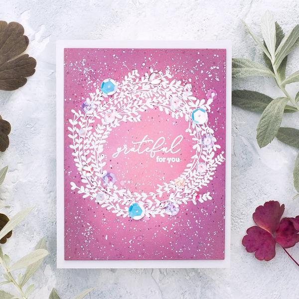 Pinkfresh Studio Clear Stamp Set 4 inchX6 inch - Delicate Wreath*