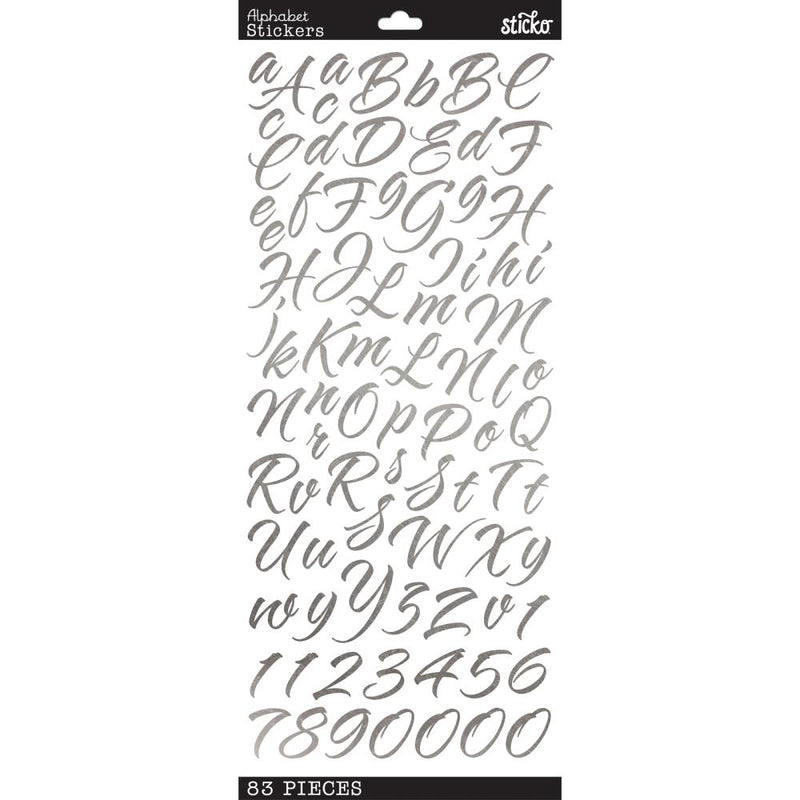 Sticko Alphabet Stickers - Brush Stroke, Silver Script*