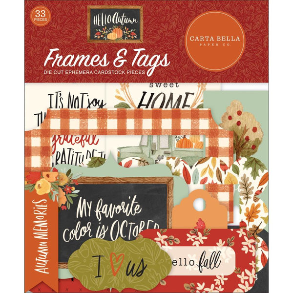 Carta Bella Cardstock Ephemera 33 pack - Frames & Tags, Hello Autumn*