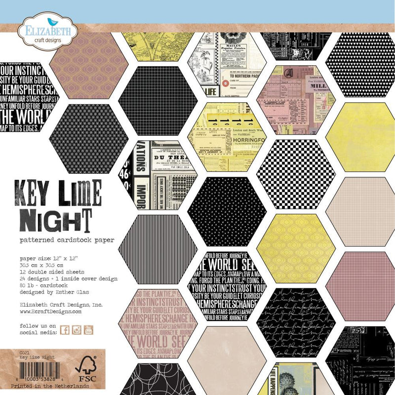 Elizabeth Craft Double-Sided Cardstock Pack 12"X12" Key Lime Night