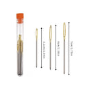 Set of sewing needles with a clear tube on a white background