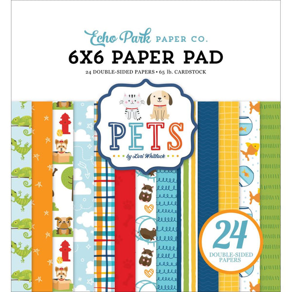 Echo Park Double-Sided Paper Pad 6"x 6" 24 pack - Pets*