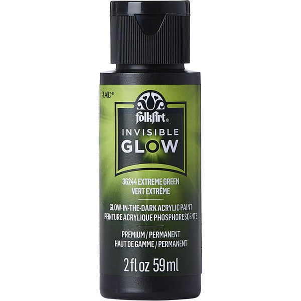 Folkart Invisible Glow Acrylic Paint 2oz - Extreme Green