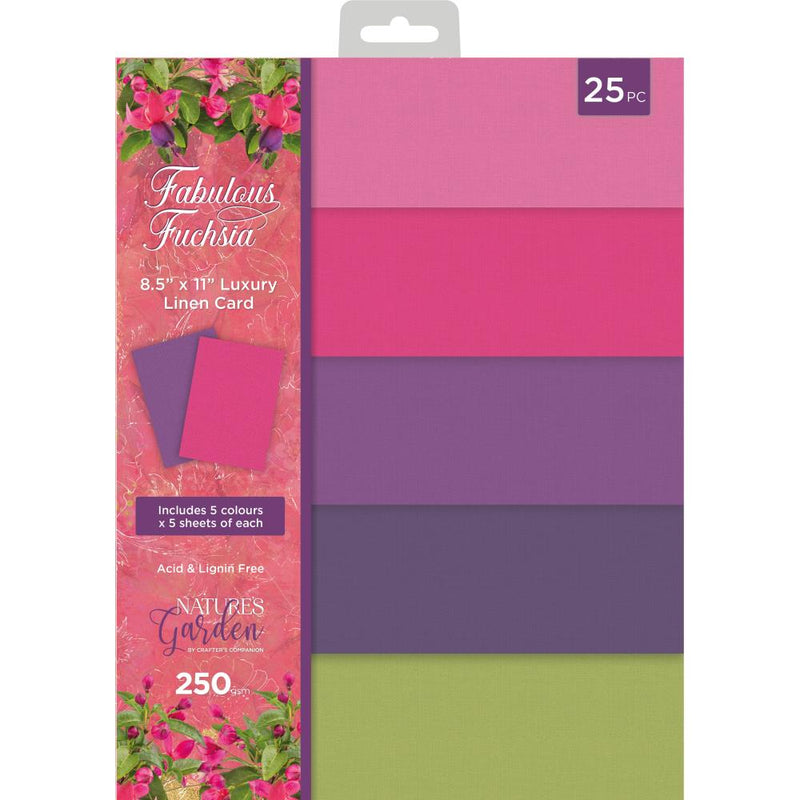 Crafter's Companion Nature's Garden Fabulous Fuchsia Linen Card Pack 8.5"X11"*