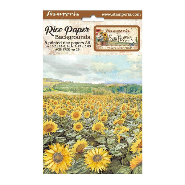 Stamperia Assorted Rice Paper Backgrounds A6 8/Sheets - Sunflower Art*