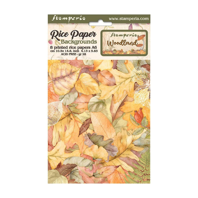 Stamperia Assorted Rice Paper Backgrounds A6 8/Sheets - Woodland