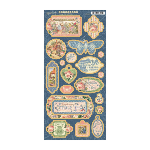 Graphic 45 Cottage Life Chipboard Die-Cuts 6"x12" Sheet*