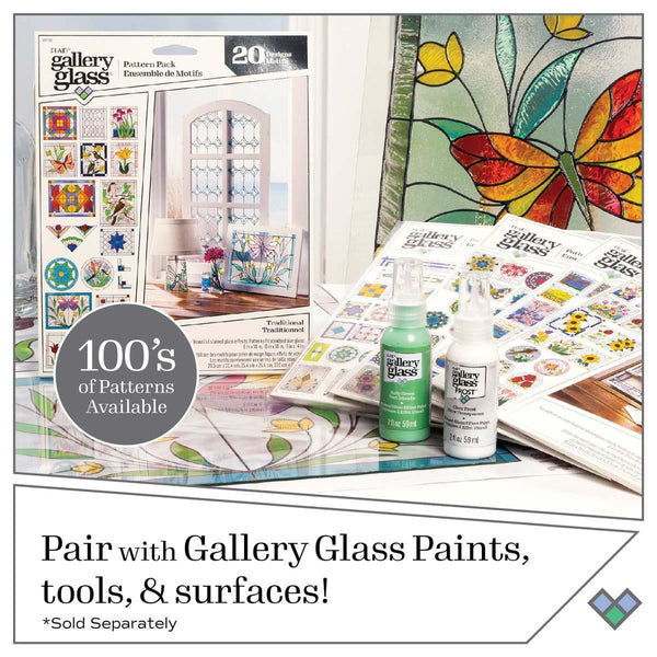 FolkArt Gallery Glass Pattern Set 3 pack  Floral