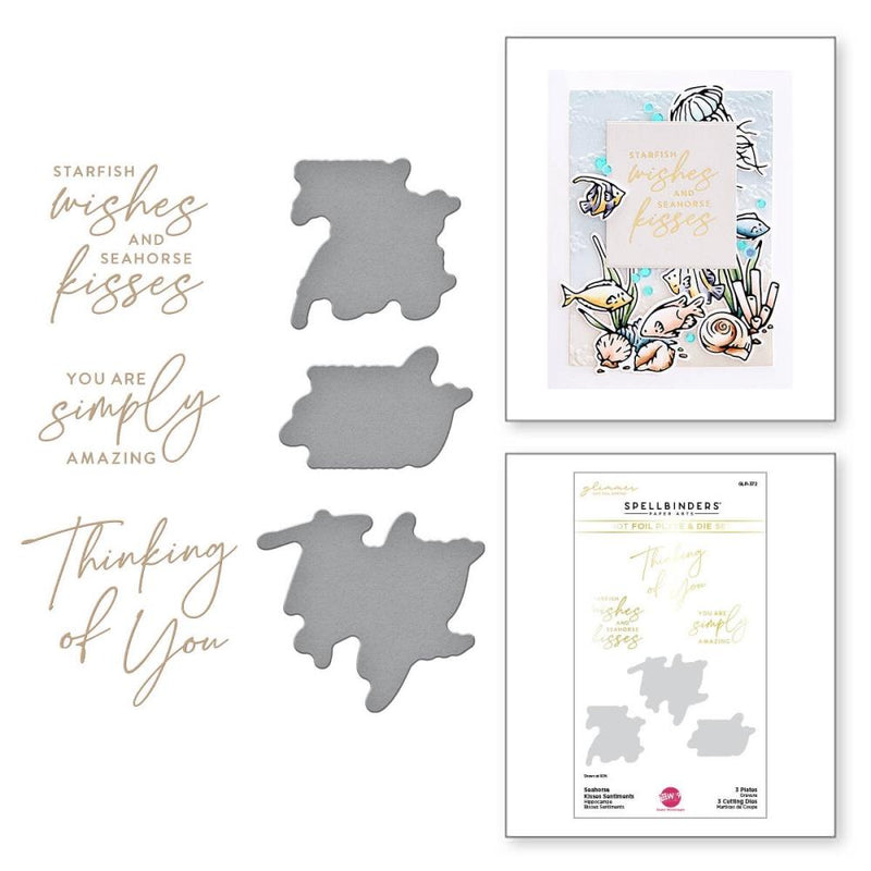 Spellbinders Glimmer Hot Foil Plate & Die Seahorse Kisses Sentiments