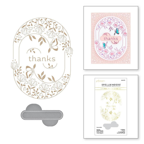 Spellbinders Glimmer Hot Foil Plate & Die From Stylish Ovals Stylish Oval Thanks