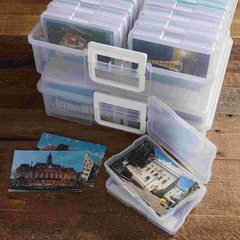 5x7 inch Photo Storage Box Plastic Picture Keeper 6 Colorful Photo Cases, Size: 21