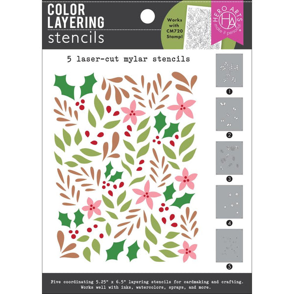 Hero Arts Stencil 5.25"X6.50" Colour Layering Christmas Foliage