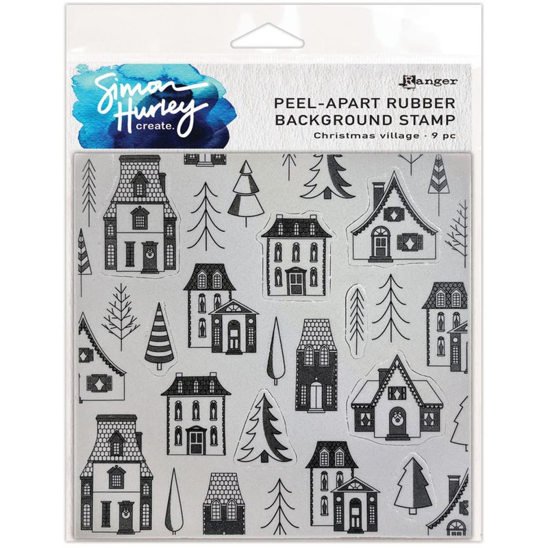 Simon Hurley create. Cling Stamps 6"x 6" - Christmas Village