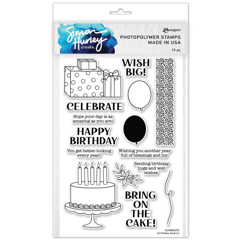 Simon Hurley create. Clear Stamps 6"X9" - Birthday Basics