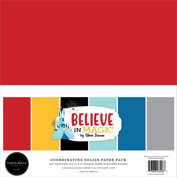 Carta Bella Double-Sided Solid Cardstock 12"X12" 6 pack - Believe In Magic, 6 Colours*