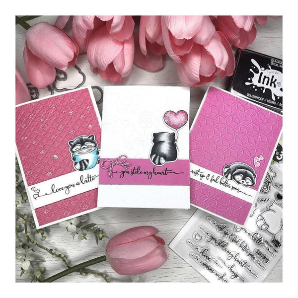 Ink On 3 - 4in x 6in Clear Stamps - Raccoon Hugs*