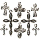 Jewellery Basics Metal Charms - Silver & Black Crosses 8 pack*
