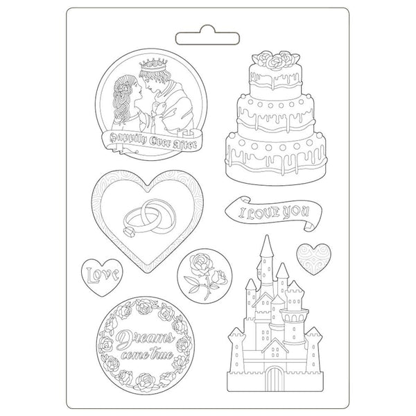 Stamperia Soft Maxi Mould 8.5"X11.5" - Castle & Cake, Sleeping Beauty*