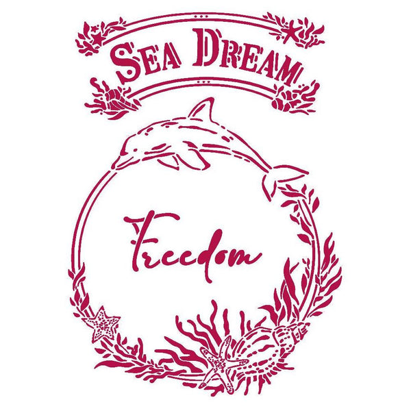 Stamperia Stencil G 8.27"X11.69" - Sea Dream Freedom, Romantic