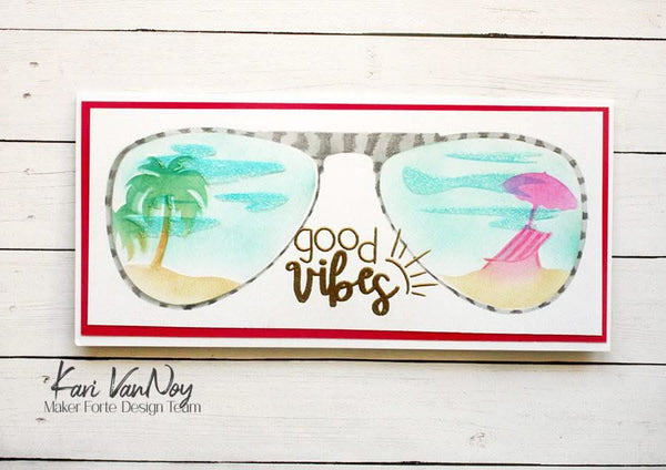 Maker Forte Layered Stencils Slimline - Aviators Insert - Beach Scene*