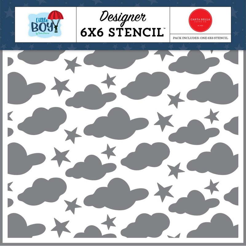 Carta Bella Stencil 6"x 6"- Cool Clouds & Stars, Little Boy*