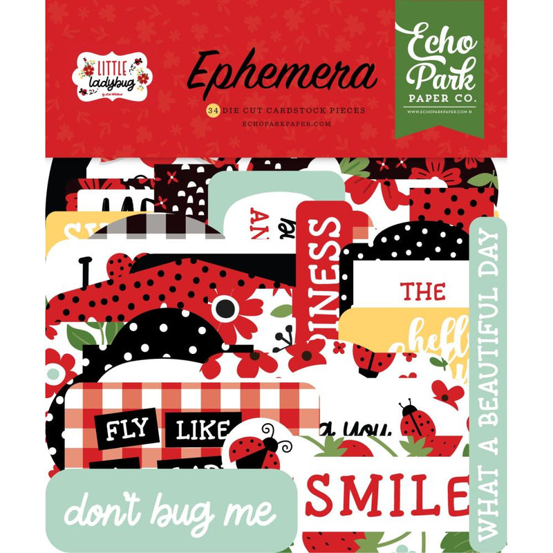 Echo Park Cardstock Ephemera 34/Pkg Icons, Little Ladybug