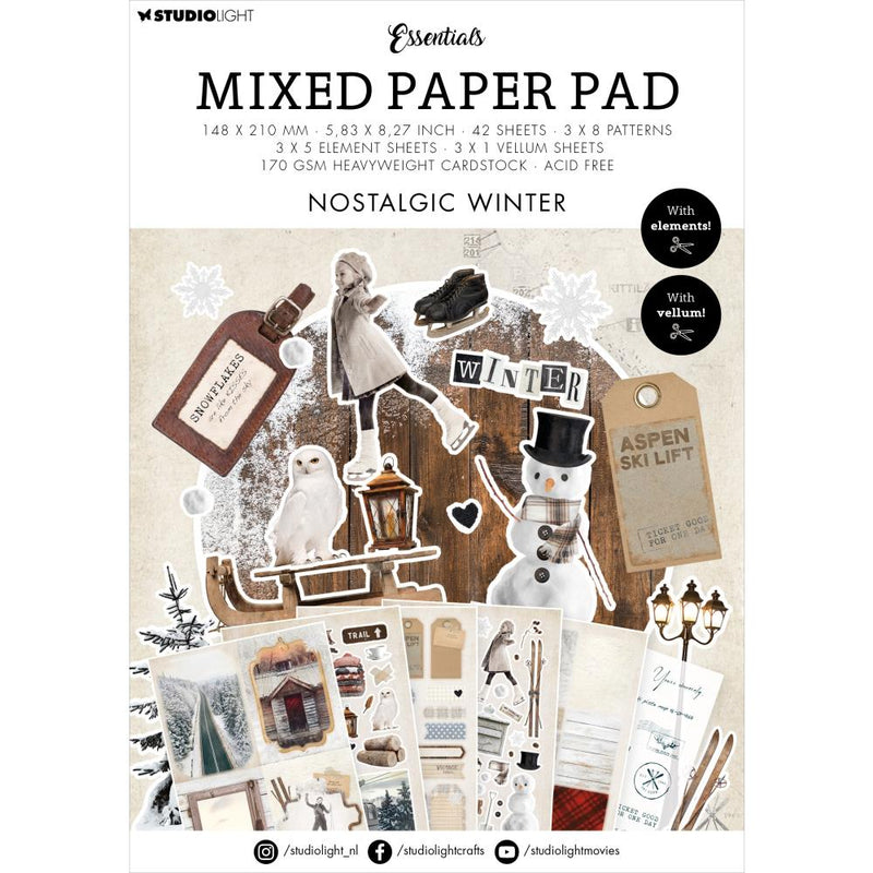 Studio Light Essentials Mixed Paper Pad 5.83"X8.25" Nr. 28, Nostalgic Winter*