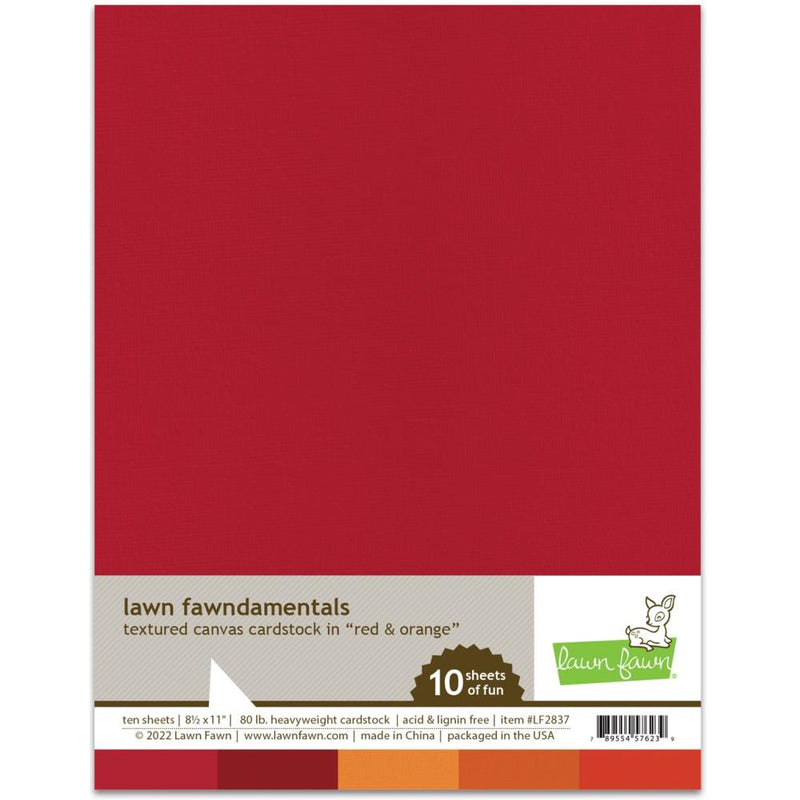 Lawn Fawndamentals Textured Canvas Cardstock Pack 8.5"X11" - Red & Orange, 5 Colors/2 Sheets*