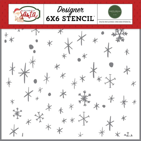 Carta Bella Stencil 6"X6" - Very Merry Snow, Letters To Santa*