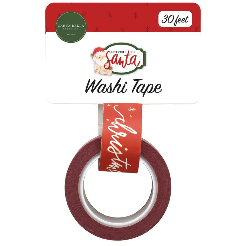 Carta Bella Letters To Santa Washi Tape 30' - Christmas Script Snow*