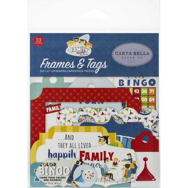 Carta Bella Cardstock Ephemera 33 pack  Frames & Tags, Family Night*