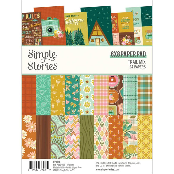 Simple Stories Double-Sided Paper Pad 6"X8" 24pack Trail Mix