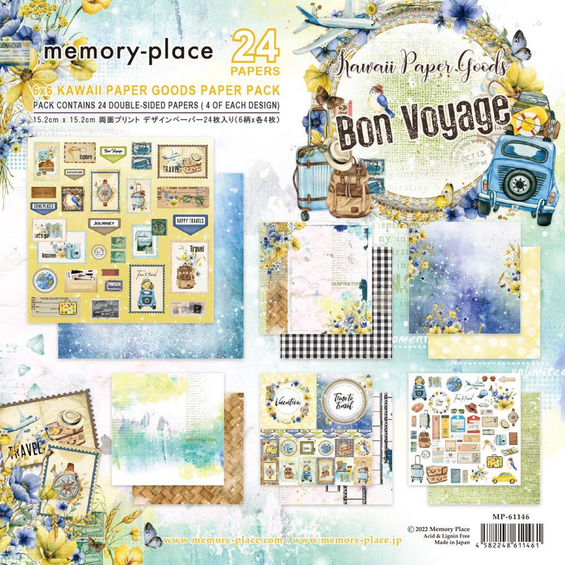 Memory Place Double-Sided Paper Pack 6"X6" 24 pack  Bon Voyage