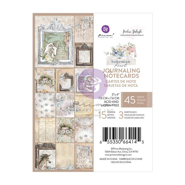 Prima Marketing Bohemian Heart Journaling Cards 3"X4" 45 pack  15 Designs/ 3 Each*