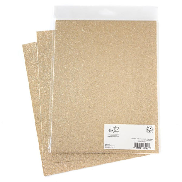 Pinkfresh Studio Essentials Glitter Cardstock 8.5"X11" 6/Pkg - Champagne