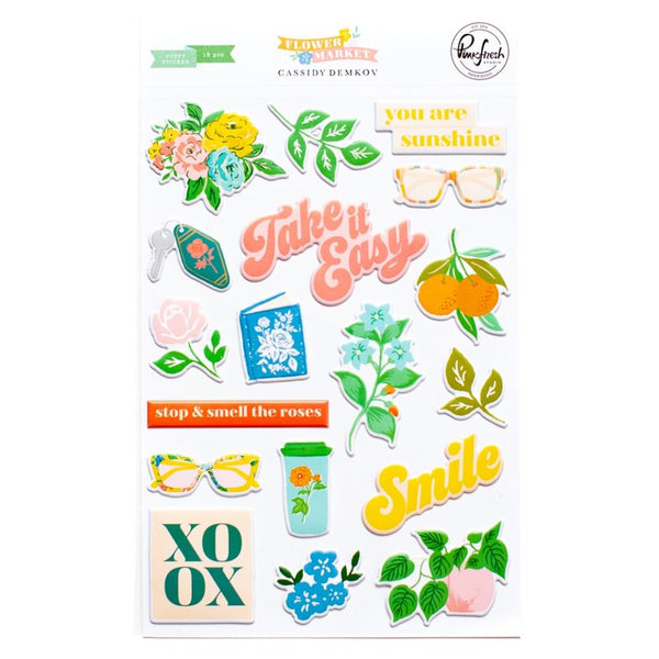 PinkFresh Puffy Stickers - Flower Market*