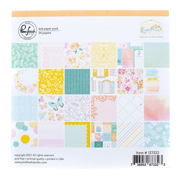 PinkFresh Studio Double-Sided Paper Pack 6"X6" 24 pack - Happy Heart