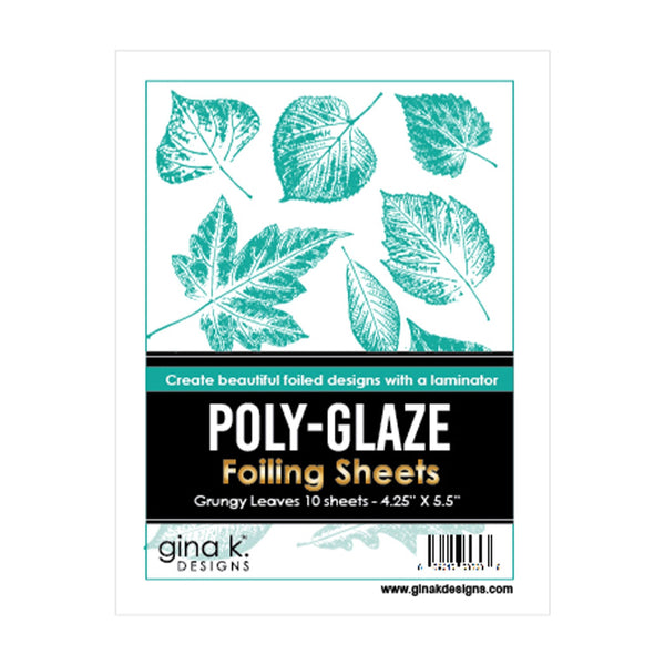 Gina K Designs Poly-Glaze Foiling Sheets 10/Pkg - Grungy Leaves