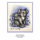 Illustration of two koalas with floral elements and text on a watercolor background, featuring Pink Ink Designs' 'Koala-ty' Stamp Set by Gayle Bond.