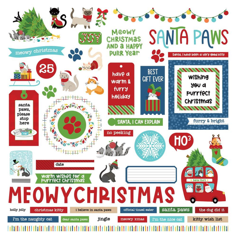 PhotoPlay Santa Paws Stickers 12"x 12" Elements - Cat