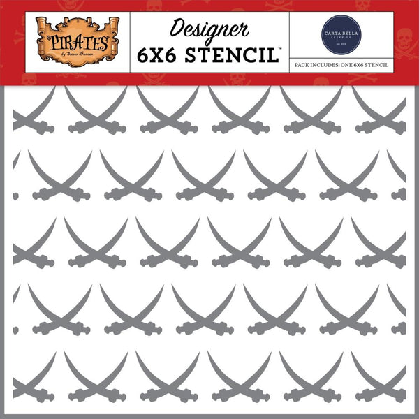 Carta Bella Stencil 6"X6" Pirate Swords, Pirates