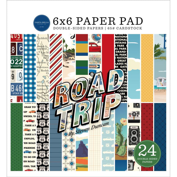 Carta Bella Double-Sided Paper Pad 6"X6" 24 pack - Road Trip*