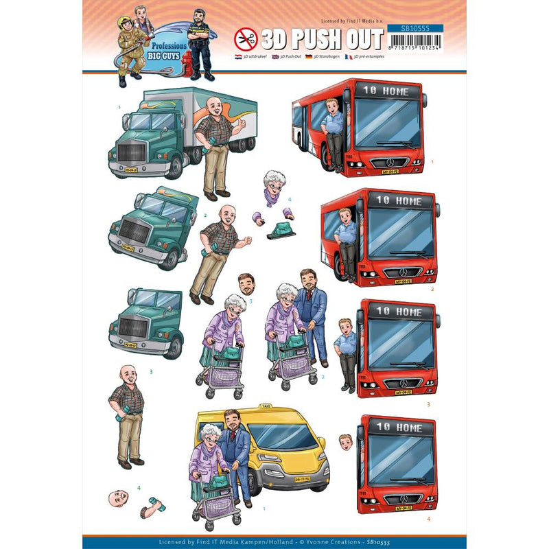 Find It Trading Yvonne Creations Punchout Sheet - Bus Driver, Big Guys Professions*