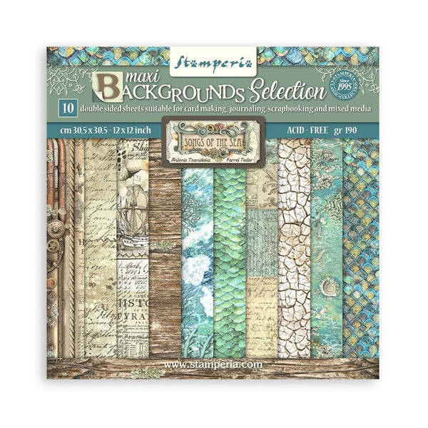 Stamperia Backgrounds Double-Sided Paper Pad 12"x 12" 10/Pkg - Songs of the Sea